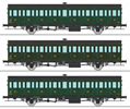 French MIDI Railroad Set of three 3 x 15 meters 3rd class compartment coaches C8t n° 15650, 15684 a